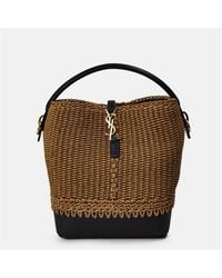 Saint Laurent - Saint 37 Raffia Bckt - Lyst