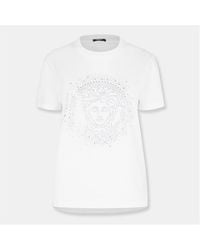 Versace - T-Shirt With Crystals - Lyst