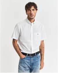 GANT - Regular Fit Classic Poplin Short Sleeve Shirt - Lyst