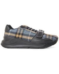 Burberry - Regis Check Cotton Trainers - Lyst