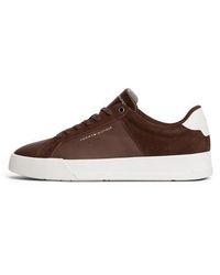 Tommy Hilfiger - Mixed Texture Leather Court Trainers - Lyst