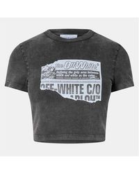 Off-White c/o Virgil Abloh - Marble Cropped Fitted Baby Tee - Lyst