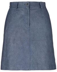 BOSS - C_Semara Denim Print Leather Mini Skirt - Lyst
