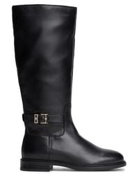 Tommy Hilfiger - Th Monogram Buckle Leather Knee High Boots - Lyst