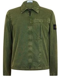 Stone Island - Washed Cotton Long Sleeve Overshirt - Lyst