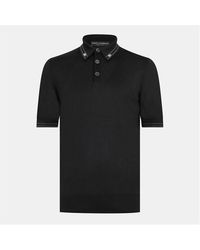 Dolce & Gabbana - Stripe Collar Short Sleeve Polo Shirt - Lyst