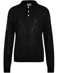 CASABLANCA - Embroidered Long-Sleeve Polo Shirt - Lyst