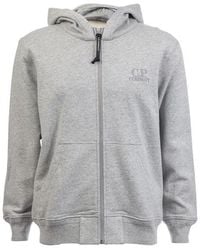 C.P. Company - Diagonal Raised Fleece Logo Full-Zip Hoodie - Lyst