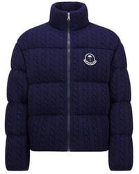 Moncler - Austru Wool Cable Knit Long Sleeve Short Puffer Jacket - Lyst