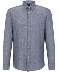 BOSS - Liam Long Sleeve Plain Shirt - Lyst