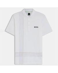 BOSS - Active Quick Dry Polo Shirt With Check Artwork - Lyst