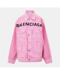 Balenciaga - Printed Logo Cotton Long Sleeve Denim Jacket - Lyst