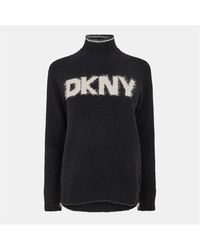 DKNY - Tinsel Logo Knitted Crew Neck Jumper - Lyst