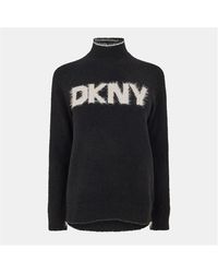 DKNY - Tinsel Logo Knitted Crew Neck Jumper - Lyst