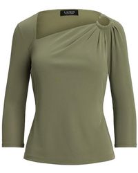 Ralph Lauren - Metallic Rib-Knit Short-Sleeve Jumper - Lyst