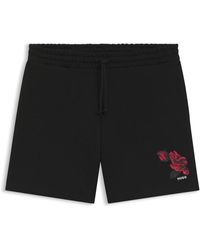 HUGO - Soft Fleece Jogger Shorts With Graphic Detail - Lyst