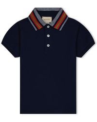 Gucci - Cotton Polo Top With Web Boys - Lyst