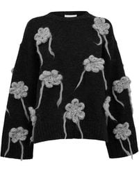 Ganni - Flwr Crochet Crew Sweatshirt - Lyst