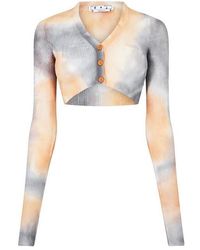 Off-White c/o Virgil Abloh - Tie Dye Cropped Long Sleeve V-Neck Cardigan - Lyst