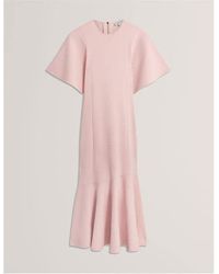 Ted Baker - Short Sleeve Midi Knitted Jumper Dress - Lyst
