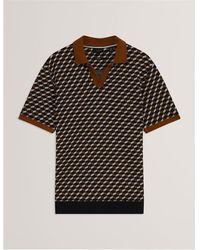 Ted Baker - Jacquard Short Sleeve Polo Shirt - Lyst