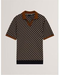 Ted Baker - Jacquard Short Sleeve Polo Shirt - Lyst