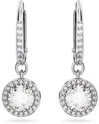 Swarovski - Una Angelic Drop Earrings Round Cut Rhodium Plated - Lyst