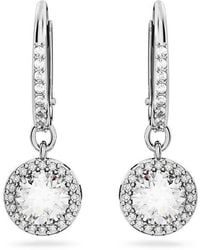 Swarovski - Una Angelic Drop Earrings Round Cut Rhodium Plated - Lyst
