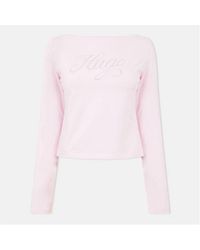 HUGO - 'S Long Sleeve Cotton Crop Top - Lyst