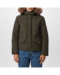 Burberry - Equestrian Knight Detachable Faux-Fur Trim Hooded Long Sleeve Quilted Jacket - Lyst