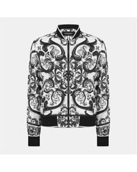 Dolce & Gabbana - Metal Hardware Ribbed Trim Bomber Jacket - Lyst