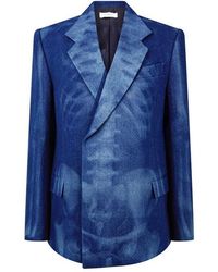 Off-White c/o Virgil Abloh - Body Scan Relax Skeleton Graphic Long Sleeve Double-Breasted Denim Jacket - Lyst