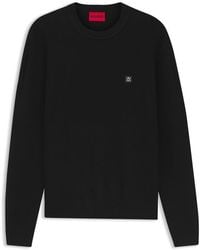 HUGO - Crew Neck Wool Jumper With Logo Detail (Setal) - Lyst
