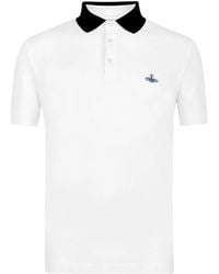 Vivienne Westwood - Plain Cotton Contrasting Collar Polo Shirt - Lyst
