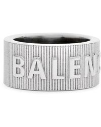 Balenciaga - Logo-embossed Ribbed Ring - Lyst