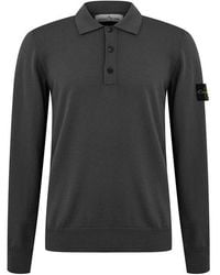 Stone Island - Button Wool Polo Shirt - Lyst
