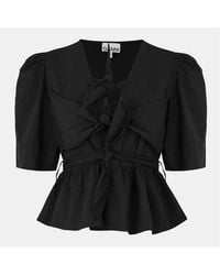 Ganni - Tie Blouse - Lyst