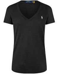 Polo Ralph Lauren - Logo-Embroidered V-Neck Cotton-Jersey T-Shirt - Lyst
