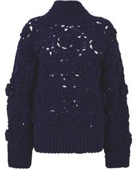Ganni - Flwr Crochet Crew Sweatshirt - Lyst
