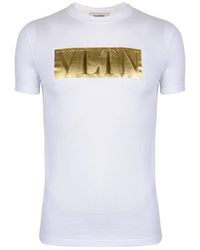 Valentino Vltn Metallic T Shirt - White