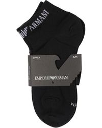Emporio Armani - , 3-pack Sneaker Socks, Black/black/black, Small - Lyst