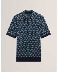 Ted Baker - Jacquard Short-Sleeve Polo Shirt - Lyst