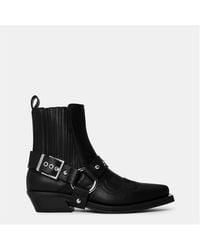 Ganni - Leather Western Cowboy Boots - Lyst