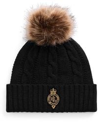 Ralph Lauren - Pom-Pom Cable-Knit Beanie - Lyst