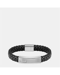 BOSS - Gents Lander Black Leather Bracelet - Lyst