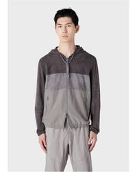 Emporio Armani - Suede Colourblock Hooded Jacket - Lyst