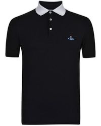 Vivienne Westwood - Plain Cotton Contrasting Collar Polo Shirt - Lyst
