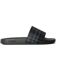 Burberry - Furley Check Slides - Lyst