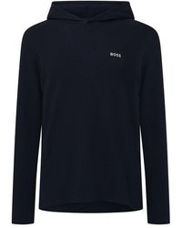 BOSS - Bodywear Waffle Loungewear Hoodie With Logo Detail - Lyst