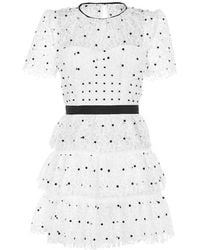 Self-Portrait Tiered Polka-dot Dress - White